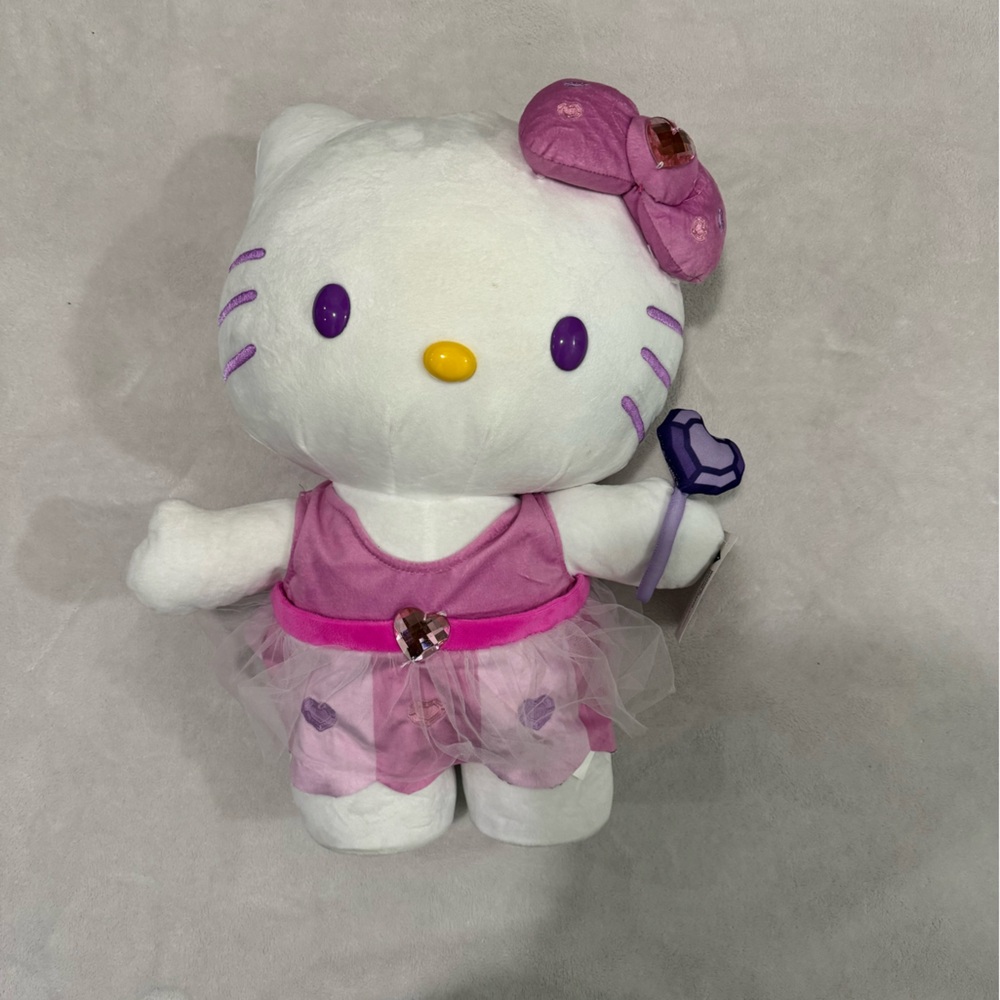 Hello Kitty Pink White Purple Plush Doll with Heart Wand